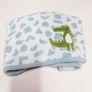 Parent's Choice Blue Geometric Alligator Plush Baby Blanket 30x40 8738210R